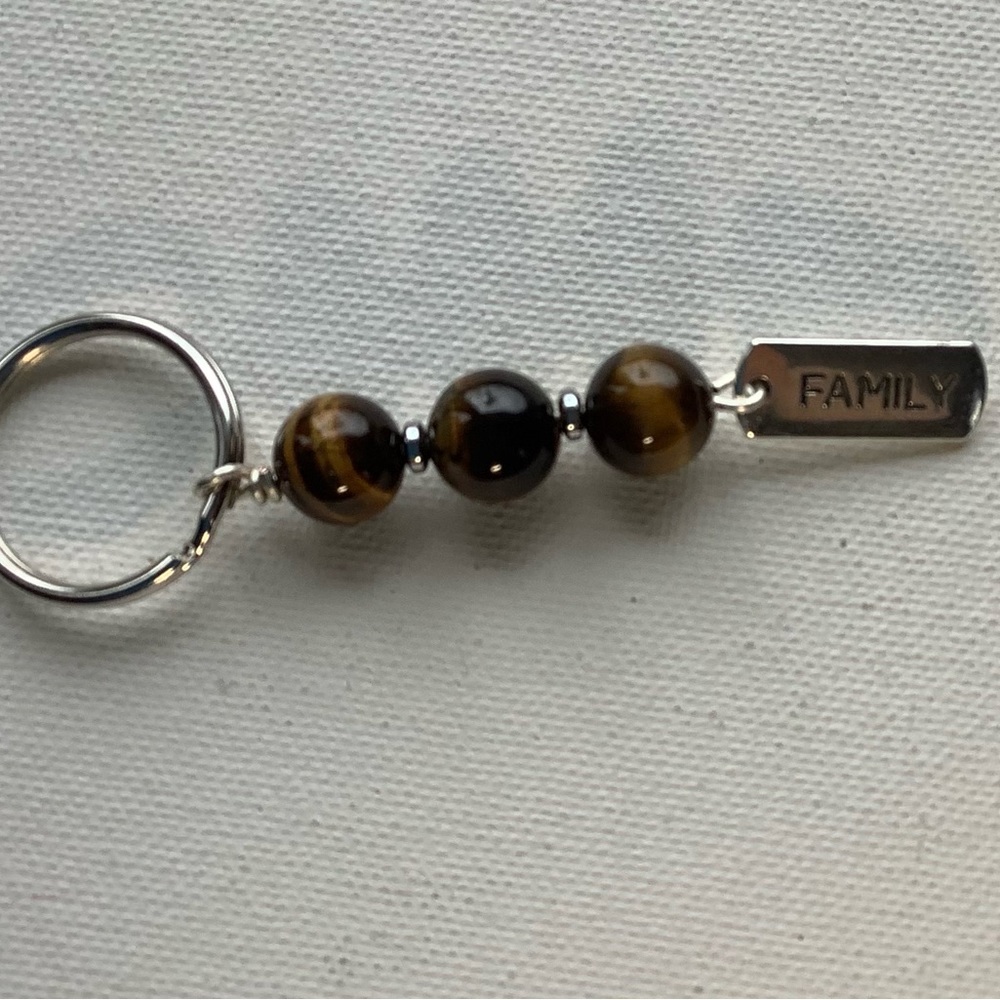 Tigers eye crystal keychain, family charm, beaded key ring, handmade key chain - Picture 2 of 5